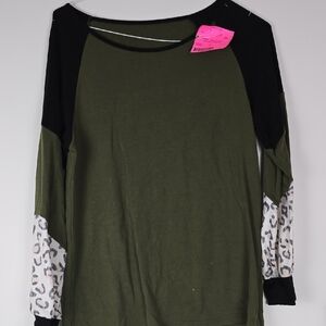 Olive Green and Black Women's Top